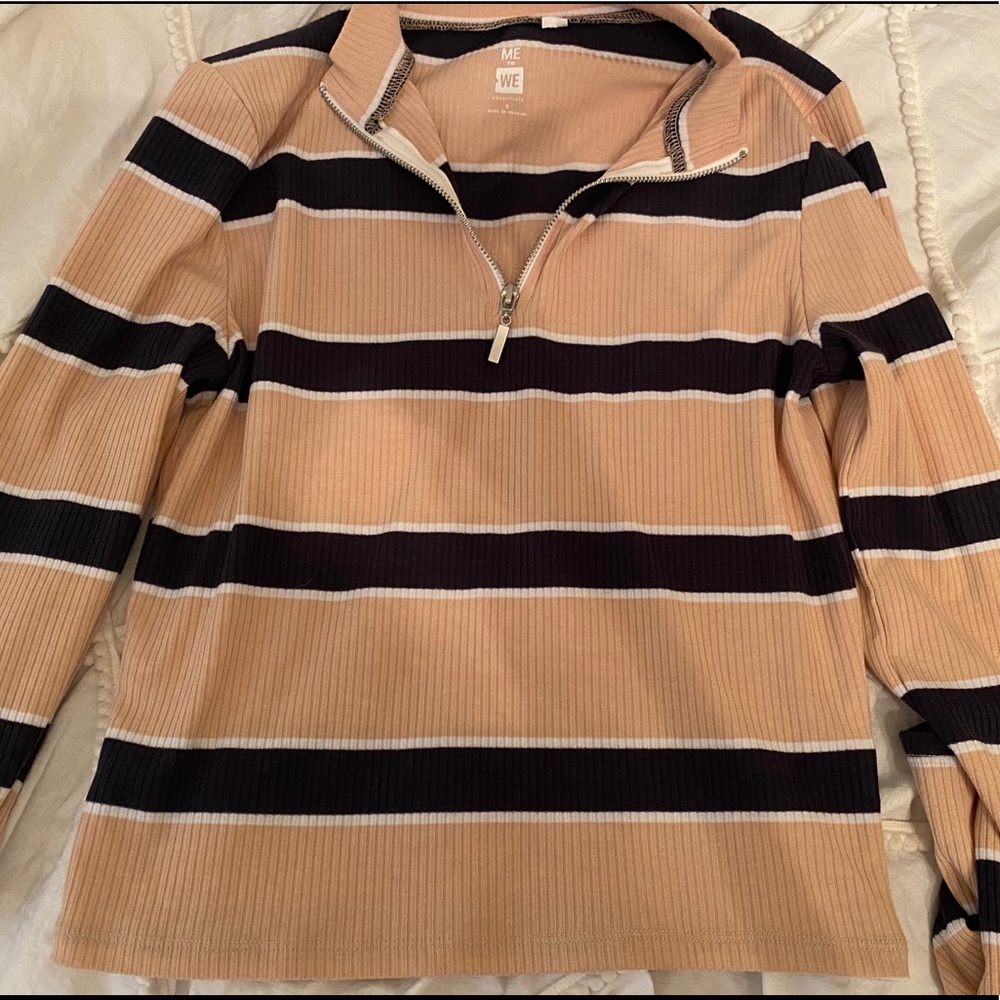 striped long sleeve with zipper